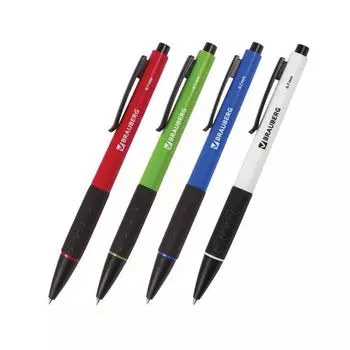 Ручка шариковая автоматическая с грипом BRAUBERG Klasse, СИНЯЯ, корпус ассорти, узел 0,7 мм, линия письма 0,35 мм, 140588, (48 шт.)