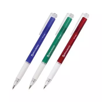 Ручка шариковая автоматическая с грипом BRAUBERG Sprinter, СИНЯЯ, корпус ассорти, узел 0,7 мм, линия письма 0,35 мм, 140583, (48 шт.)