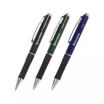 Ручка шариковая автоматическая с грипом BRAUBERG Style, СИНЯЯ, корпус ассорти, узел 0,7 мм, линия письма 0,35 мм, 140587, (24 шт.)