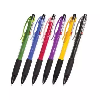 Ручка шариковая автоматическая с грипом BRAUBERG Violin, СИНЯЯ, корпус ассорти, узел 0,7 мм, линия письма 0,35 мм, BPR102, (24 шт.)