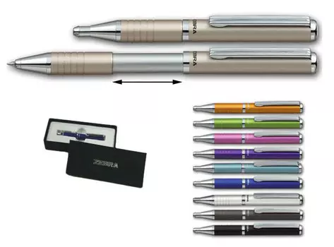 Ручка шариковая автоматическая Zebra Slide (BP115-BK) синяя, корпус черный