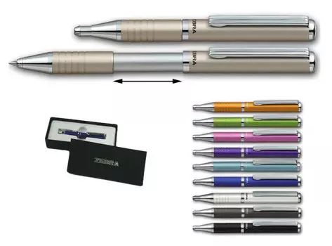 Ручка шариковая автоматическая Zebra Slide (BP115-OR) синяя, корпус оранжевый