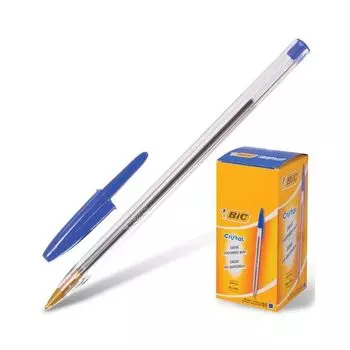 Ручка шариковая BIC Cristal, СИНЯЯ, корпус прозрачный, узел 1 мм, линия письма 0,32 мм, 847898, (50 шт.)