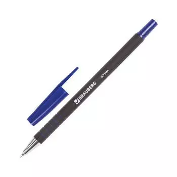 Ручка шариковая BRAUBERG Capital, СИНЯЯ, корпус soft-touch черный, узел 0,7 мм, линия письма 0,35 мм, BP127, (48 шт.)