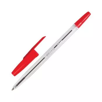 Ручка шариковая BRAUBERG Line, КРАСНАЯ, корпус прозрачный, узел 1 мм, линия письма 0,5 мм, BP179, (100 шт.)