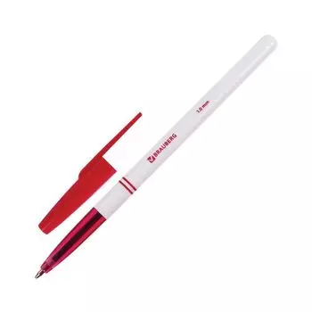 Ручка шариковая BRAUBERG Офисная, КРАСНАЯ, корпус белый, узел 1 мм, линия письма 0,5 мм, 140892, (96 шт.)