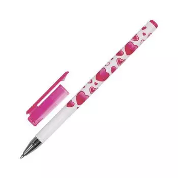 Ручка шариковая BRAUBERG Сердечки, СИНЯЯ, корпус с печатью, узел 0,7 мм, линия письма 0,35 мм, BP135, (24 шт.)