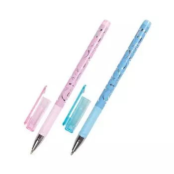 Ручка шариковая BRAUBERG Узоры, СИНЯЯ, корпус с печатью ассорти, узел 0,7 мм, линия письма 0,35 мм, BP139, (24 шт.)