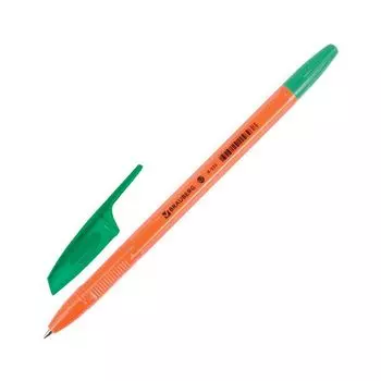Ручка шариковая BRAUBERG X-333 Orange, ЗЕЛЕНАЯ, корпус оранжевый, узел 0,7 мм, линия письма 0,35 мм, BP170, (100 шт.)