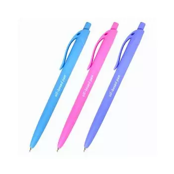 Ручка шариковая масляная автоматическая BRAUBERG "FRUITY Pastel", СИНЯЯ, корпус soft-touch, узел 0,7 мм, линия письма 0,35 мм, 142959, OBPR323 (24 шт.)