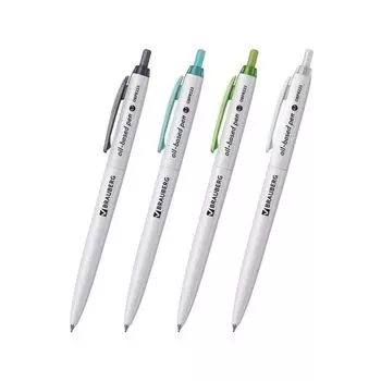 Ручка шариковая масляная автоматическая BRAUBERG Sky White, СИНЯЯ, клип ассорти, узел 0,7 мм, линия письма 0,35 мм, OBPR222, (24 шт.)