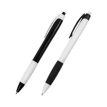 Ручка шариковая масляная автоматическая с грипом BRAUBERG BLACK&amp;WHITE Blank, СИНЯЯ, узел 0,7 мм, линия письма 0,35 мм, OBPR132, (24 шт.)