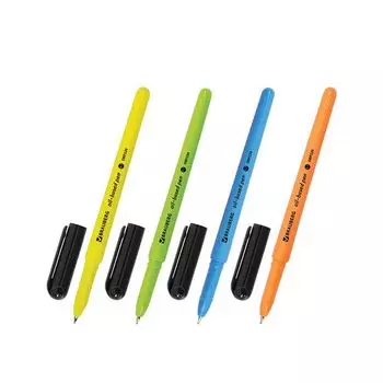 Ручка шариковая масляная BRAUBERG i-Stick Neon, СИНЯЯ, корпус ассорти, узел 0,7 мм, линия письма 0,35 мм, OBP220, (24 шт.)