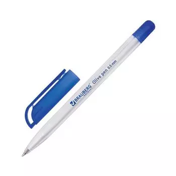Ручка шариковая масляная BRAUBERG Olive Pen, СИНЯЯ, корпус прозрачный, узел 0,7 мм, линия письма 0,35 мм, BP210, (48 шт.)