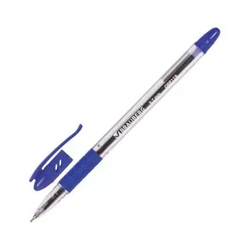 Ручка шариковая масляная с грипом BRAUBERG Glassy, СИНЯЯ, корпус прозрачный, узел 0,7 мм, линия письма 0,35 мм, OBP119, (36 шт.)