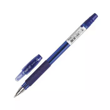 Ручка шариковая масляная с грипом PENTEL (Япония) Feel It!, СИНЯЯ, трехгранная, узел 0,7 мм, линия письма 0,27 мм, BX487-C, (12 шт.)