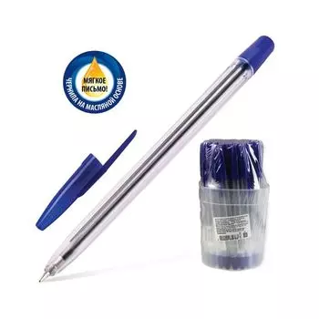 Ручка шариковая масляная СТАММ 111, СИНЯЯ, корпус прозрачный, узел 1,2 мм, линия письма 1 мм, РС21, (100 шт.)