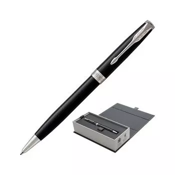 Ручка шариковая PARKER Sonnet Core Lacquer Black CT, корпус черный глянцевый лак, палладиевые детали, черная, 1931502