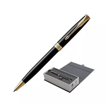 Ручка шариковая PARKER Sonnet Core Lacquer Black GT, корпус черный глянцевый лак, позолоченные детали, черная, 1931497