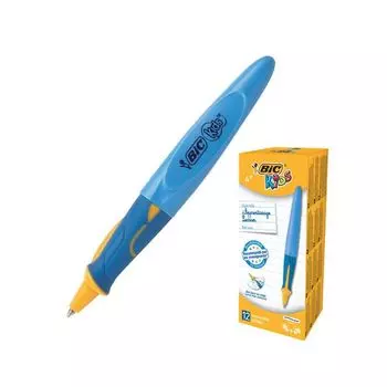 Ручка шариковая с грипом BIC Kids Twist, СИНЯЯ, для детей, корпус голубой, узел 1 мм, линия письма 0,32 мм, 918457