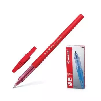 Ручка шариковая STABILO Liner, КРАСНАЯ, корпус красный, узел 0,7 мм, линия письма 0,3 мм, 808/40, (10 шт.)
