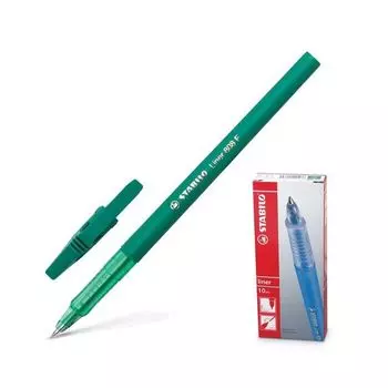 Ручка шариковая STABILO Liner, ЗЕЛЕНАЯ, корпус зеленый, узел 0,7 мм, линия письма 0,3 мм, 808/36, (10 шт.)