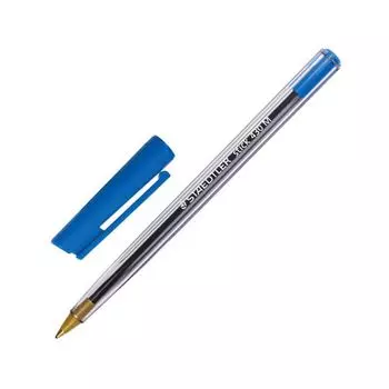 Ручка шариковая STAEDTLER (Германия) Stick, СИНЯЯ, корпус прозрачный, узел 1 мм, линия письма 0,35 мм, 430 M-3, (20 шт.)