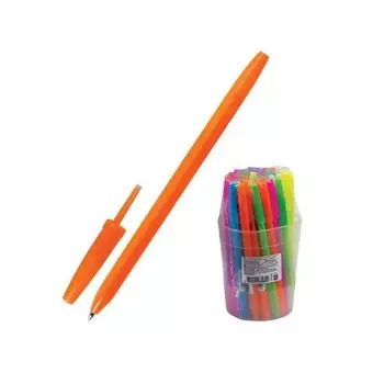 Ручка шариковая СТАММ Оптима, СИНЯЯ, корпус неоновый ассорти, узел 1,2 мм, линия письма 0,7 мм, РО10, (100 шт.)