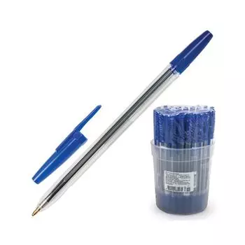 Ручка шариковая СТАММ Оптима, СИНЯЯ, корпус прозрачный, узел 1,2 мм, линия письма 1 мм, РО01, (100 шт.)