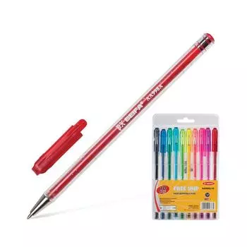 Ручки шариковые BEIFA (Бэйфа) НАБОР 10 шт., АССОРТИ, корпус с блестками, узел 1,2 мм, линия письма 1 мм, AA998A-10