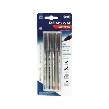 Ручки шариковые масляные PENSAN "My-Tech", НАБОР 4 шт., АССОРТИ, узел 0,7 мм, линия письма 0,35 мм, 2240/B4