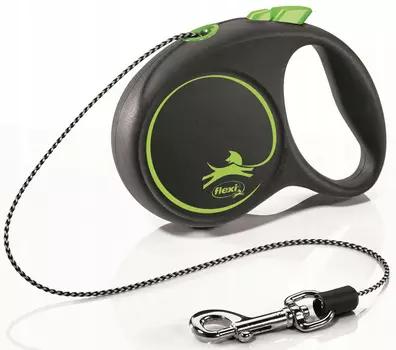 Рулетка для собак FLEXI "BLACK DESIGN" S трос 5 м 12 кг зеленый