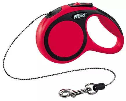 Рулетка для собак FLEXI "NEW COMFORT" S трос 8 м 12 кг красный