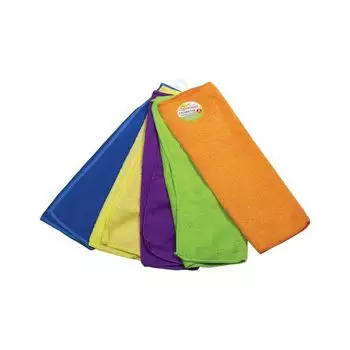 Салфетки универсальные, КОМПЛЕКТ 5шт., микрофибра, 30х30см, (фиол,син,жел,зел,оранж), ЛЮБАША, 603942