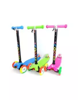 Самокат 3-хколесный со светящ.колесами,3 цвета,в коробке