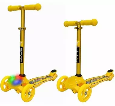 Самокат трехколесный Y-SCOO RT TRIO DIAMOND 120 Kaleidoscope (светящаяся платформа yellow)