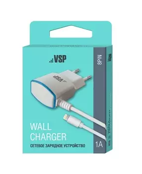 Сетевое зарядное устройство BoraSCO 1A 8 pin белое (38684)