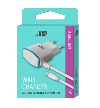 Сетевое зарядное устройство BoraSCO 1A Type-C белое (38683)