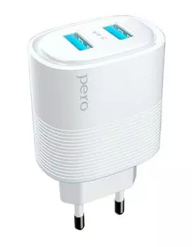 Сетевое зарядное устройство PERO TC08 AUTO MAX 2USB 3.4А белый