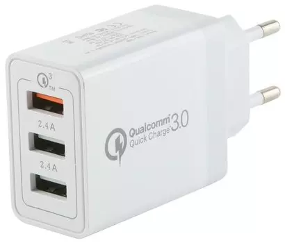 Сетевое зарядное устройство Red line Tech 3 USB QC 3.0 (модель NQC-3A), белый УТ000015723