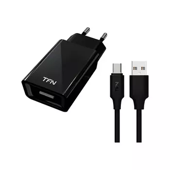 Сетевое зарядное устройство TFN 1А+microUSB black