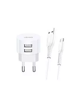 Сетевое зарядное устройство USAMS - (Модель Send-Tu Series Set) 2 USB + кабель Micro USB U35, белый (XTXLOGT18MC05)