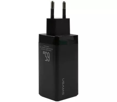 Сетевое зарядное устройство USAMS - (Модель - US-CC110 T33) 65W GaN Mini Fast 2 USB Type C+1 USB Type A , черный (CC110TC01)