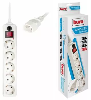 Сетевой фильтр Buro 500SH-1.8-UPS-W 1.8м (5 розеток) белый
