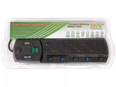 Сетевой фильтр Most ERG 2м (5 розеток) черный