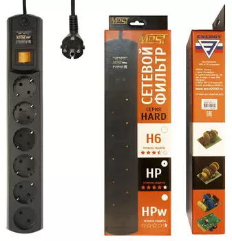 Сетевой фильтр Most HP 5м (6 розеток) черный