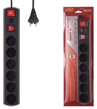 Сетевой фильтр Most R черный 2м