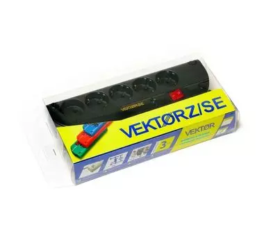 Сетевой фильтр Vektor SE 2.2 кВт черный 1.8-2м (для аудио-видео техники)