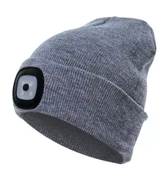 Шапка с фонариком 215х205х5 темн. сер. (фонарь 66х50х15мм снимается; аккум. 3.7В/200мА.ч) 3 режима свечения Космос KOCHat_grey