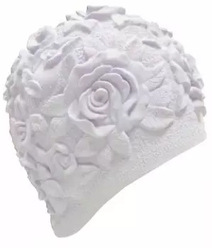 Шапочка для плавания Indigo Объемный рис Розы латекс белый W1